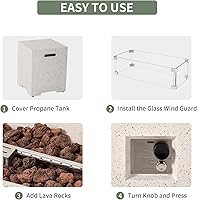 Vista 56 de COSIEST Juego de Mesa de Hoguera de Propano para Exteriores de 2 Piezas con Mesa para Tanque, Mesa de Fuego de 42" Certificada, 50,000 BTU con Base