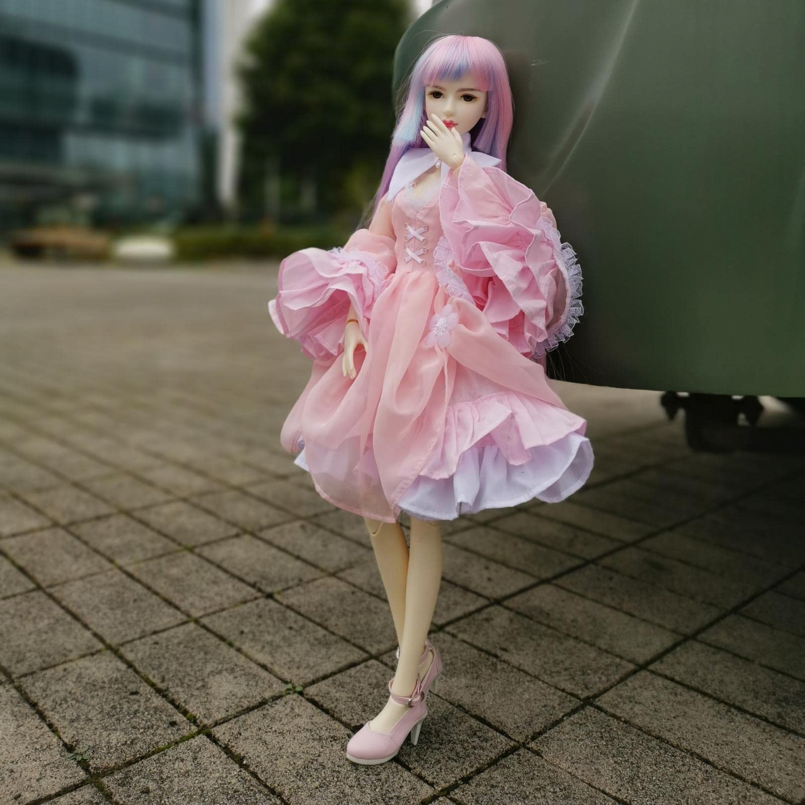 Colcolo Puppenkleid BJD Doll Kleid Weicher Stoff Handgefertigt Mode Kleider für Kinder Mädchen Fantasievolles Spiel Geschenk, Rosa