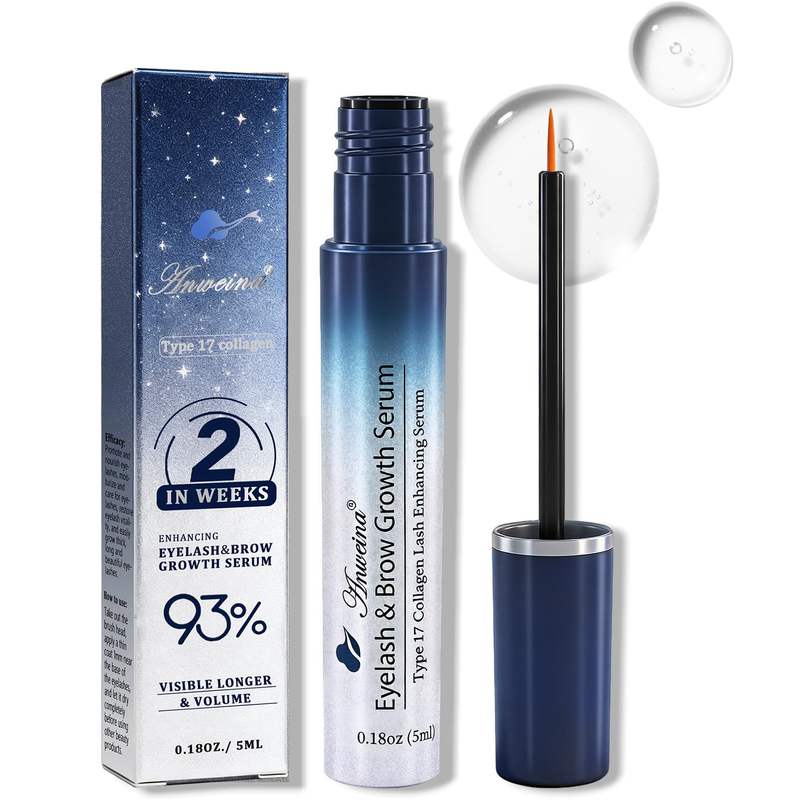 Eyelash Growth Serum, Naturally Gentle Vegan Nourishing Formula, 5ml