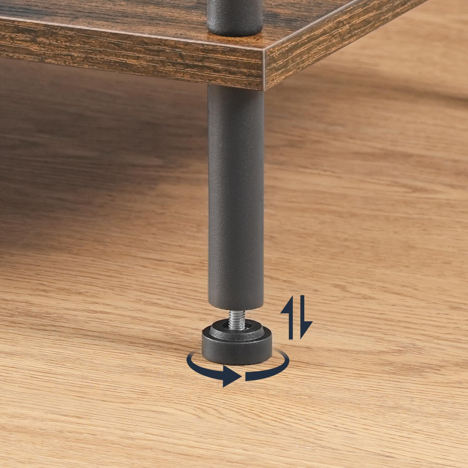 HOOBRO Mueble Tocadiscos de 3 Niveles, Mesa para Discos de Vinilo con Separador Extraíble, para Discos, Mesa Auxiliar de Estilo Industrial, para CD, Álbumes, Marrón Rústico y Negro EBF02RS01