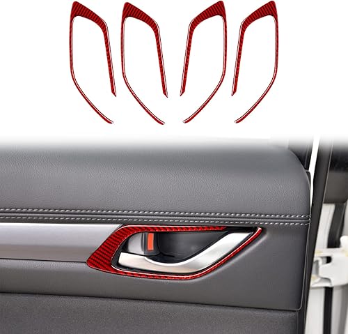 nuoozy Compatible con cubierta de marco de manija interior de puerta, accesorios interiores de fibra de carbono para Mazda CX-5 2017 2018 2019 2020