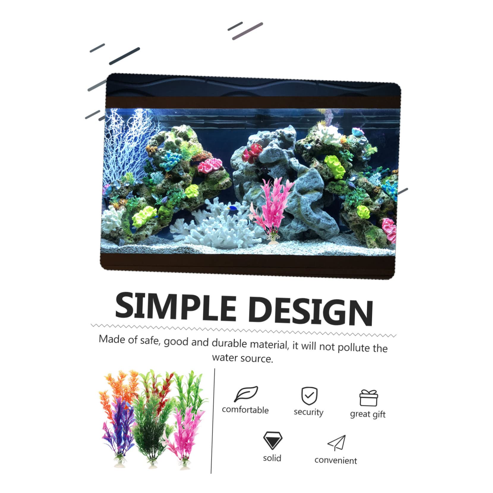 FOMIYES 24piezas Plantas Artificiales para Acuarios De Decoración Acuática Resistente Al Desgaste Accesorios De Acuario De Decoración Natural para Peceras y Terrarios