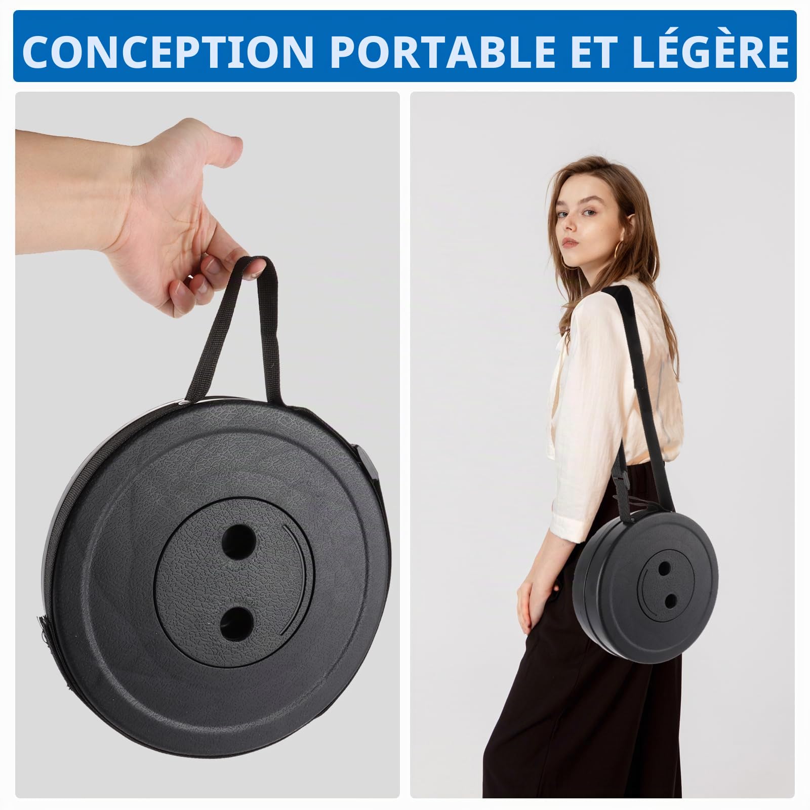 DAJAVE Lot de 2 tabourets télescopiques pliables et portables avec grande capacité de charge - Pour l'extérieur, le camping, la pêche, les familles en intérieur - Noir