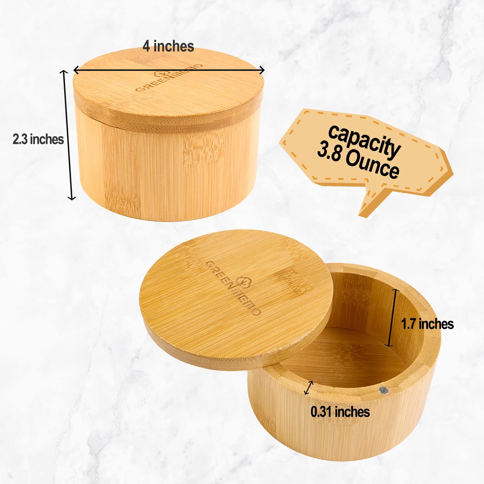 3-stöckiger Gewürzbehälter Bambus - Mit Magnetdeckel Für Gewürze & Schmuck