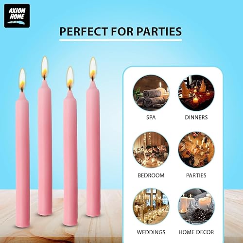 Miniatura 103 de Axiom Candles Velas altas sin goteo de 10 pulgadas sin perfume y sin humo, 9 horas de tiempo de combustión, velas cónicas para el hogar, cenas