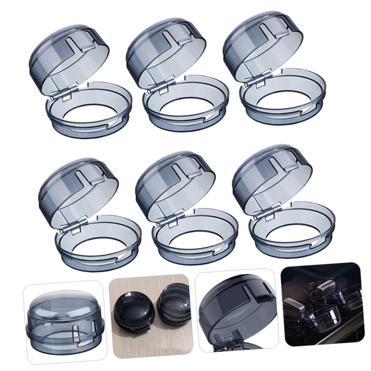 UPKOCH 6pcs Safety Stove Knob Covers High-Temperature Resistant Gas Knob Protectors for Safety Easy to Install Black for Homes Pets