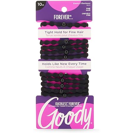 Amazon Com Goody Forever Ouchless Elastic Fine Hair Tie 10 Count Black 4mm For Fine Hair Hair Accessories For Women And Girls Perfect For Long Lasting Braids Ponytails And More Everything Else