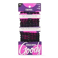 Vista 1 de Goody Ouchless Forever - Elásticos para cabello fino, 10 unidades, color negro, bandas libres de daño, lazos para el cabello 3 veces más fuertes