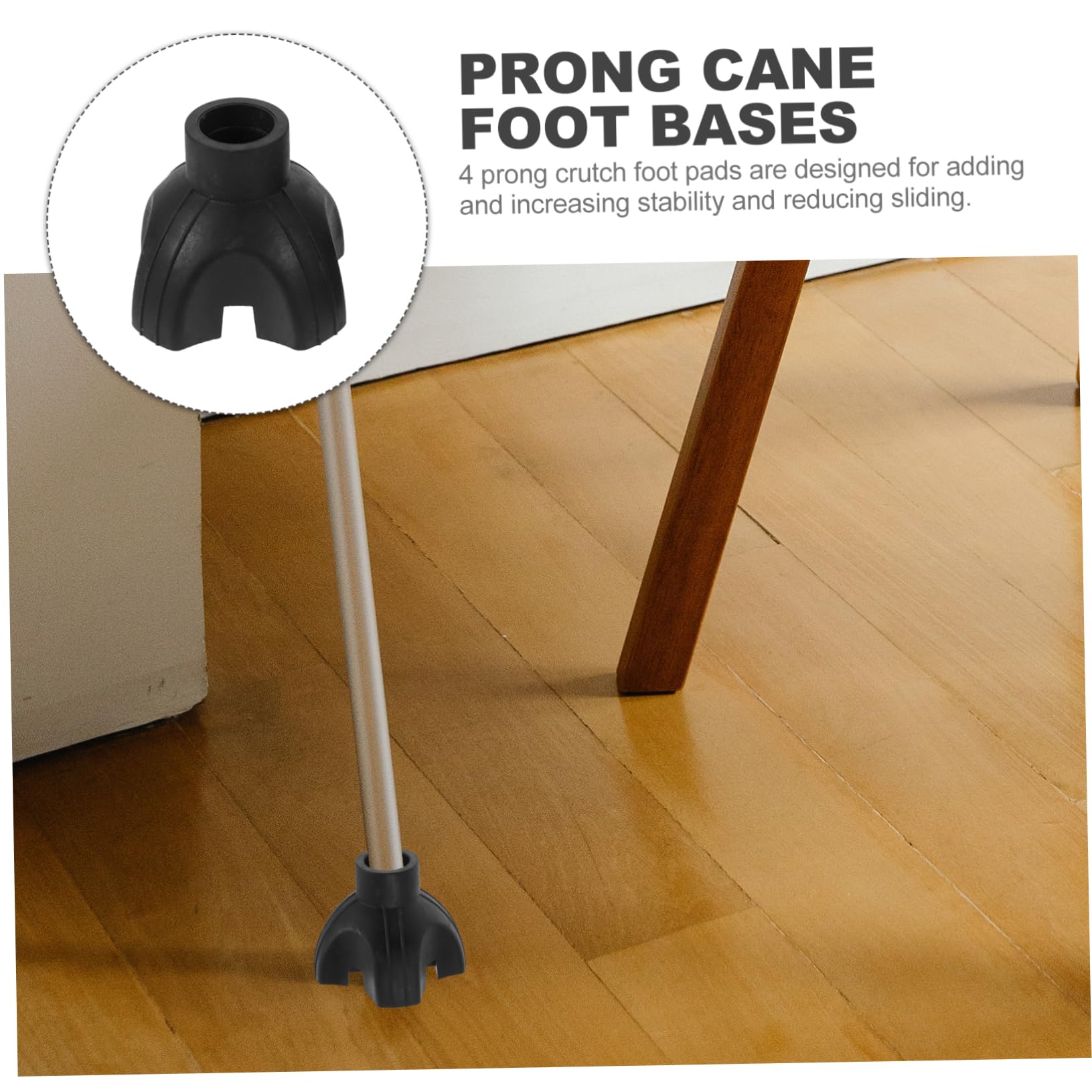 BUTIFULSIC Enhance Stability Anti-Slip Crutch Foot Pads 4 Prong Base Cane Tips Replacement for Seniors
