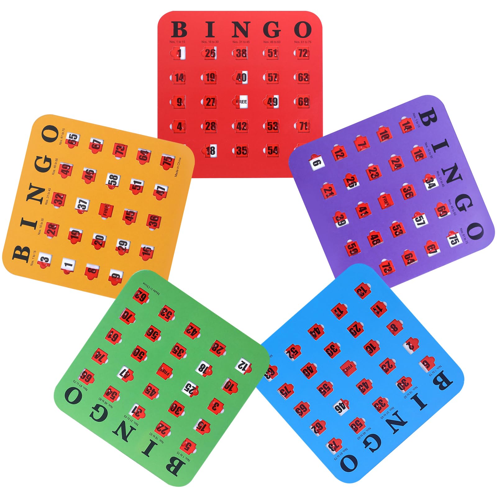 zhongko 5 Pcs Bingo Cards For Seniors, Shutter Slide Bingo Cards, Reusable Logic Thinking Game for School Office Gatherings Travel Camping Home