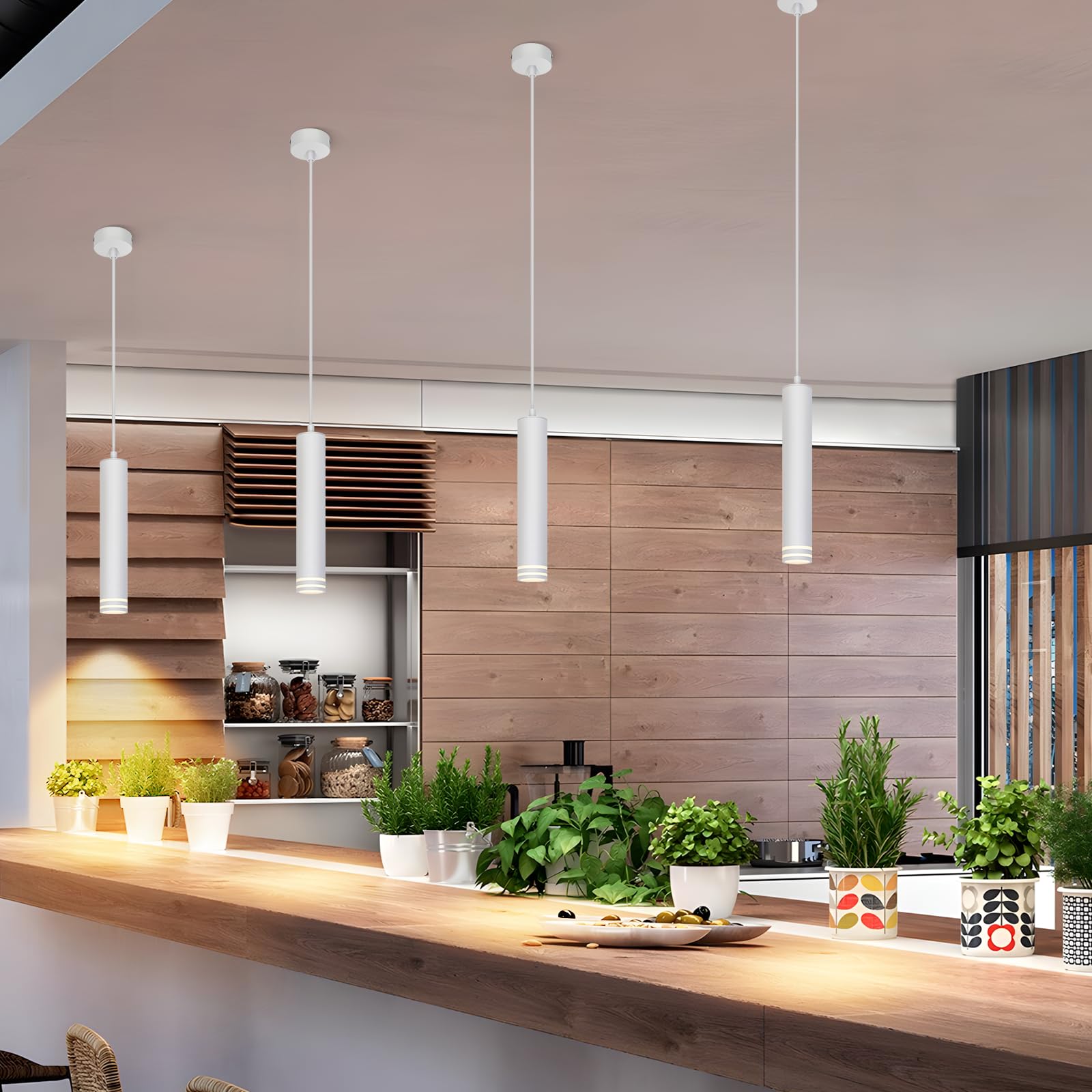 Deboola Gu10 Cilindrische Hanglamp Enkele Lamp Moderne Aluminium Kroonluchter In Hoogte Verstelbaar Geschikt Voor Keukens Slaapkamers, Eetkamers En Woonkamers Wit/Lamp Niet Inbegrepen