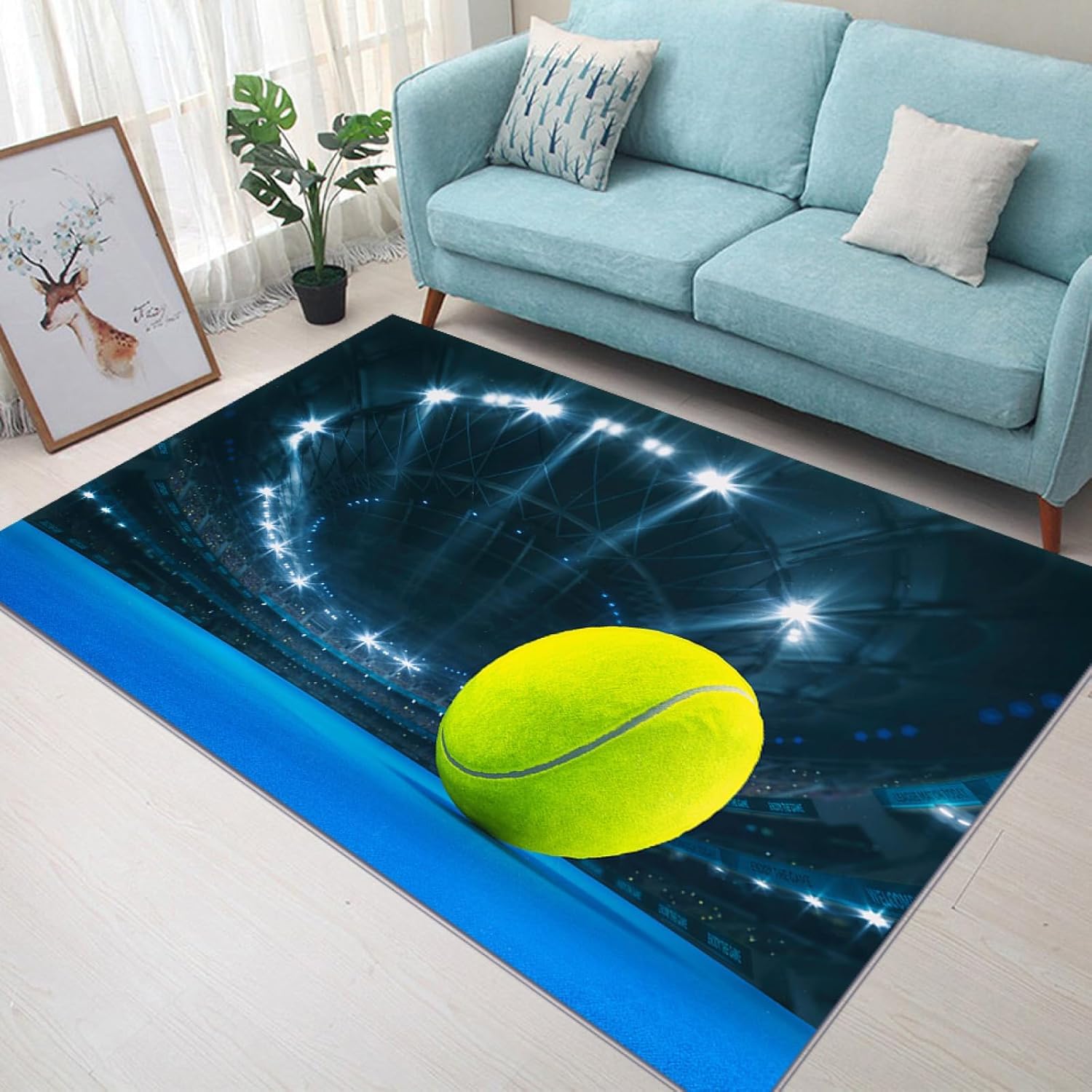 Tapis 3D de tennis grand format pour décoration de salon