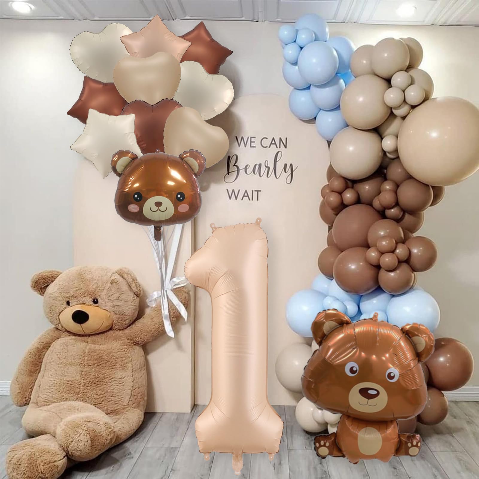 Neutral Theme Balloons Beary First Birthday Teddy Bear Balloons – 5PCS ...