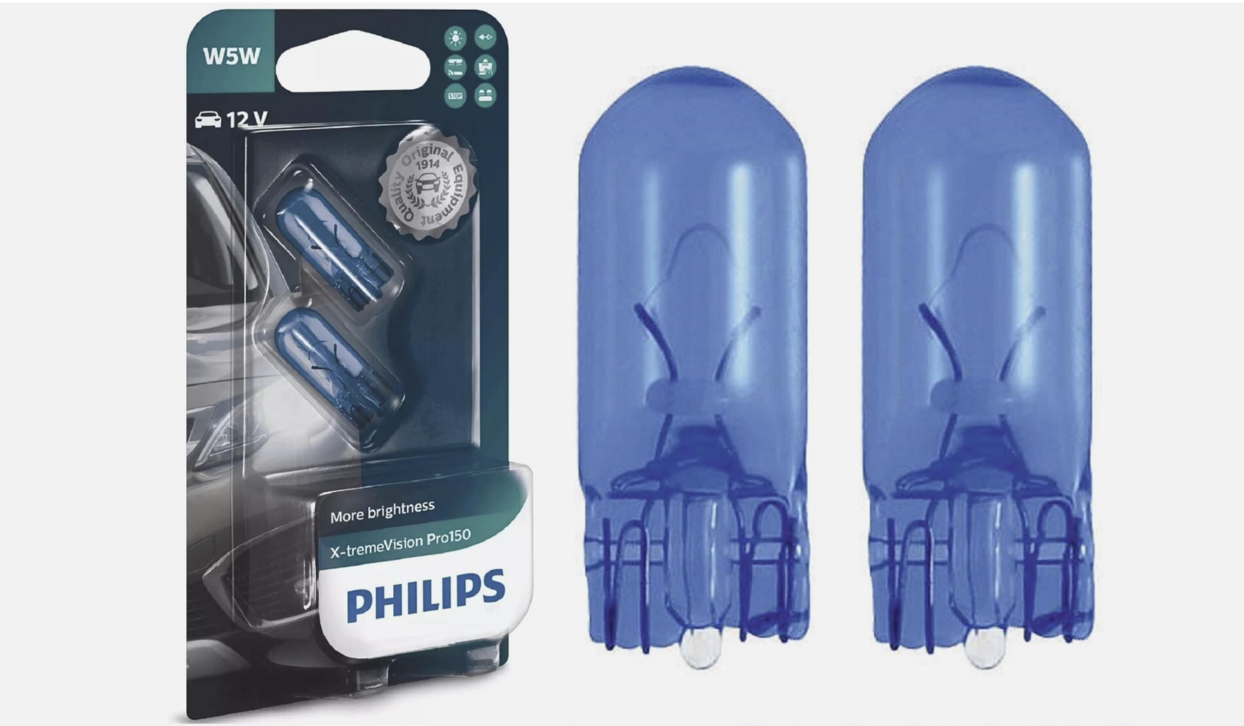 Philips T10 W5W 12V X-tremeVision Pro150 Plaka,Park Tavan Ampülü, 2'li Paket