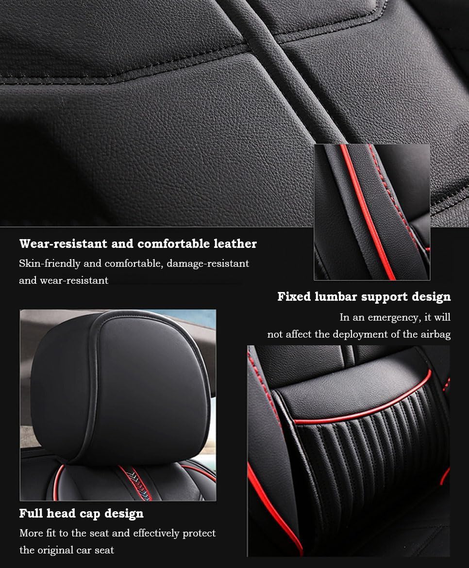 Vordersitze Set Auto Sitzbezüge für Smart EQ ForFour, Leder Atmungsaktiv Verschleißfest Schonbezug Autositz Wasserdicht rutschfest Vordersitze,C Black