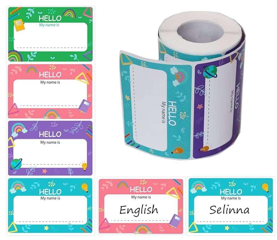 amazon-com-300-pcs-cute-name-tag-hello-my-name-is-stickers-self-adhesive-name-tag-stickers-name-tags-for-classroom-4-different-designs-3-5-x-2-25-office-products for Free Printable Hello My Name Is Name Tags Amazon.com : 300 Pcs cute Name Tag Hello My Name is Stickers - Self Adhesive Name Tag Stickers,name tags for classroom, 4 Different Designs 3.5