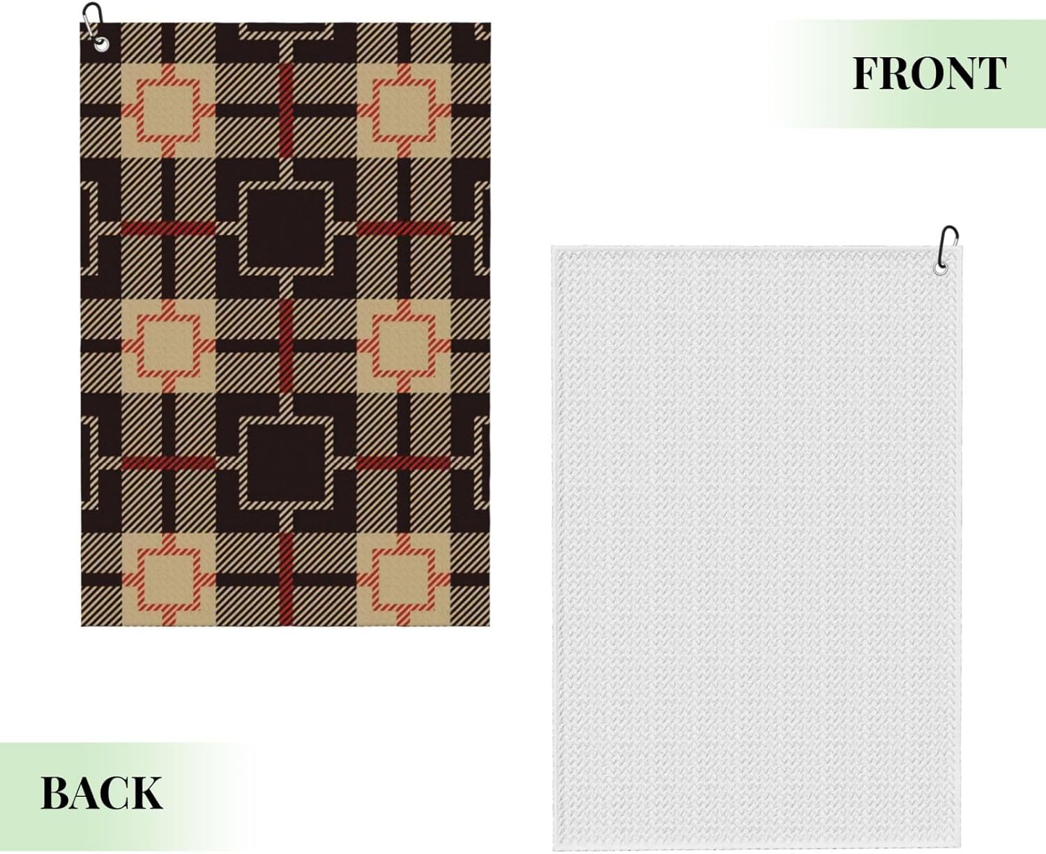 Tile Microfiber Golf Towel with Carabiner Clip, 16x24 Inch Absorbent Waffle Weave Towel for Golf Bags