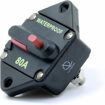 Waterproof DC Circuit Breaker Panel Mount Resettable 12-48VDC 80A