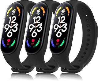 Oumida 3 Piezas Correa Compatible con Xiaomi Mi Band 7, Correa de Silicona Clásica, Pulsera de Repuesto Deportiva de TPU Suave para Xiaomi Mi Smart Band 7 (Negro+Negro+Negro)