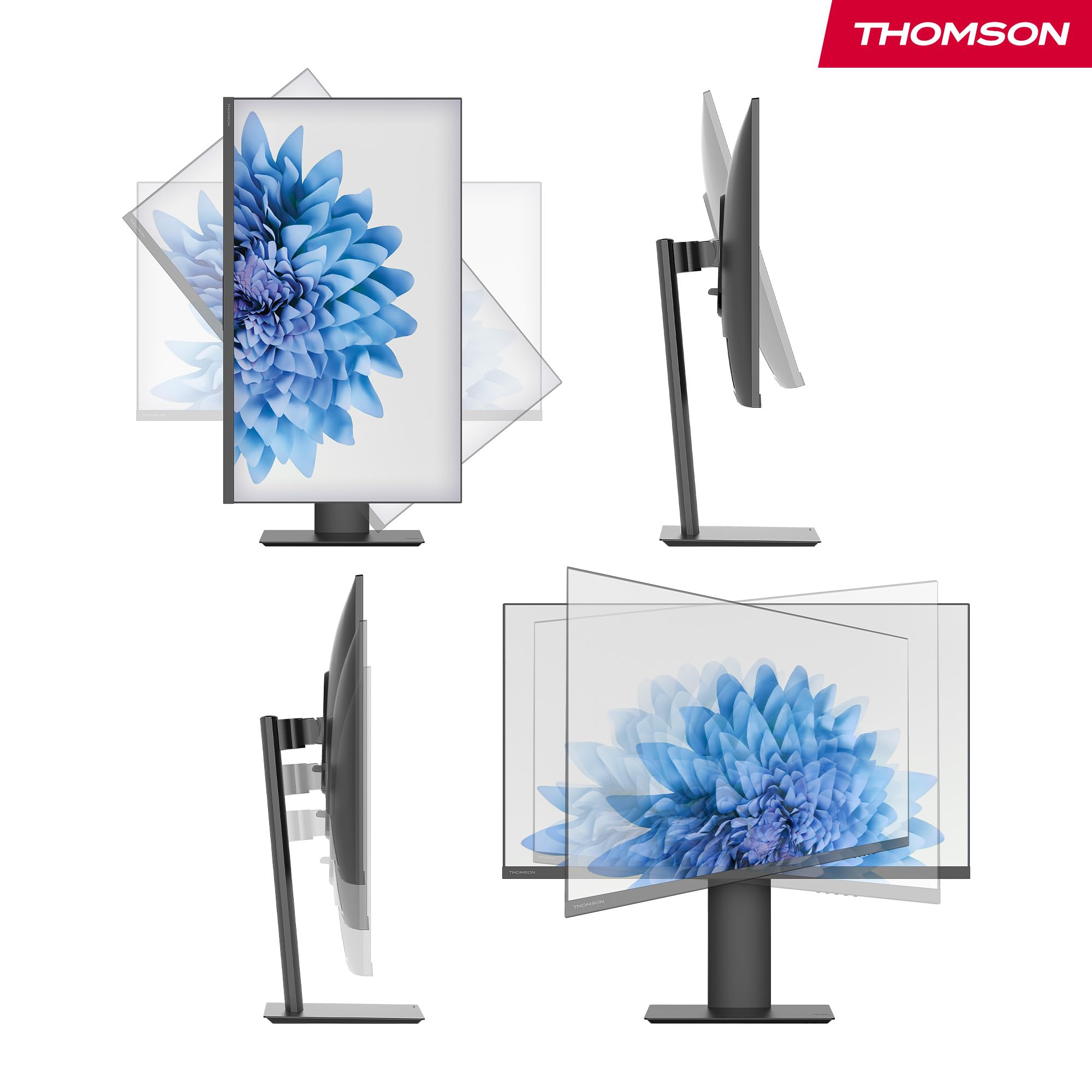 Thomson Monitor 27 pollici Full HD, frequenza di aggiornamento 100Hz, pannello IPS, supporto regolabile, HDMI, Adaptive Sync, supporto VESA 75x75, nero, M27FB5C14