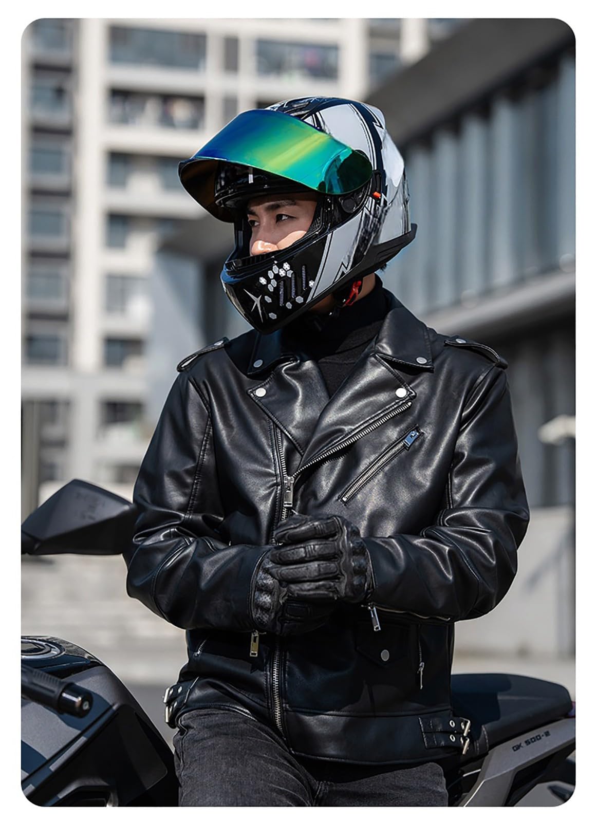 Integralny kask motocyklowy, integralny, do jazdy na rowerze, kask ochronny dla kobiet, C, rozm. L (58-59 cm)