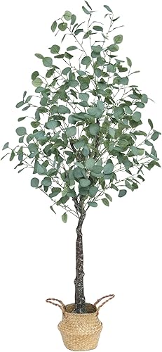 Hanamono Palmera artificial de 5.25 pies, plantas sintéticas en maceta, árboles grandes de pájaro del paraíso, decoración del hogar, interiores y