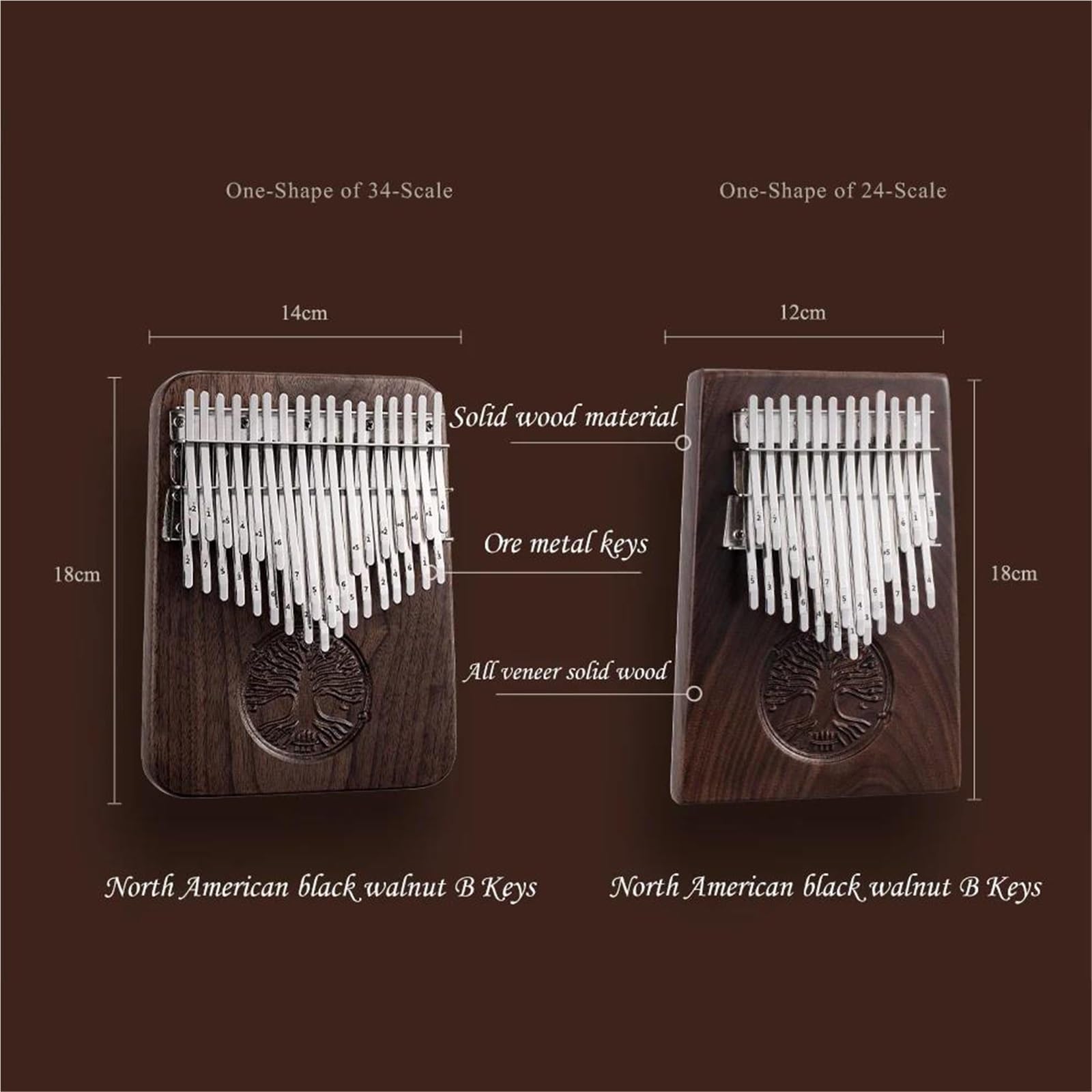 Professional Kalimba 24/34/38 Keys Kalimba Professional Thumb Piano Black Walnut Wooden Material Keyboard Instrument(24 Bkey)