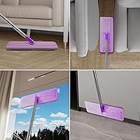 Vista 7 de Juego de trapeador y balde con escurridor, trapeador plano de piso sin manos y cubeta, incluye 5 almohadillas de microfibra lavables, uso húmedo