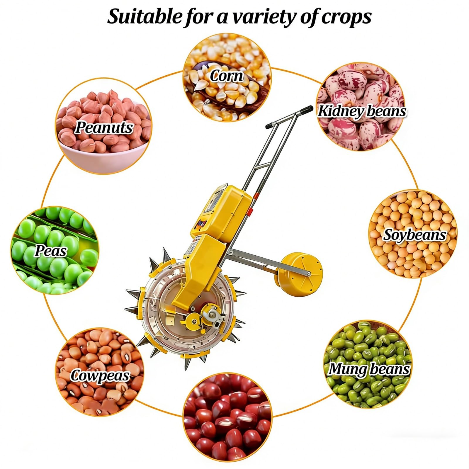 Seminatrice manuale a mano, con 5-8 ugelli regolabili, attrezzo per la semina di precisione, applicatore di fertilizzante per arachidi, mais, soia e piselli