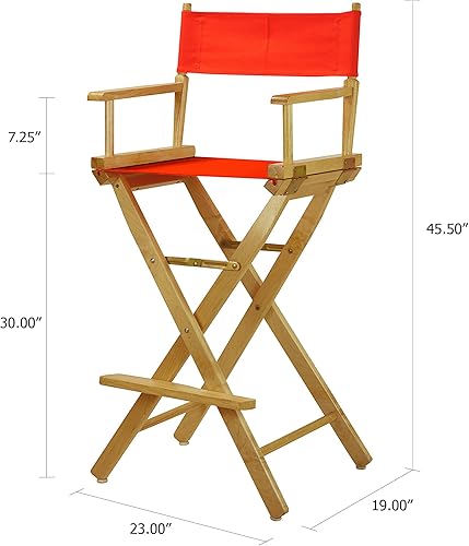 Miniatura 2 de Casual Home - Silla de director de 30 in, marco natural, con lona color naranja, altura de barra