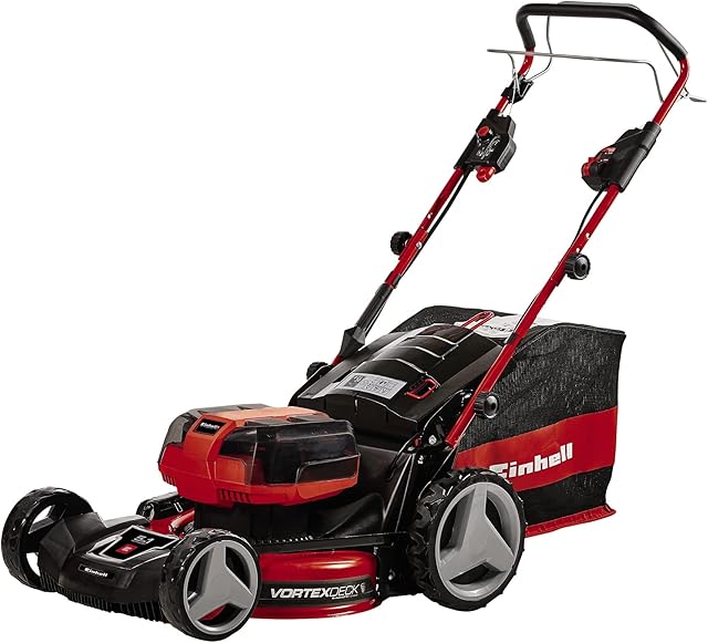 Einhell Power X-Change 36/47 Cordless Lawnmower With Battery (x4) and Twin-Charger (x2) - Dual 36V, 47cm Cutting Width, 75L Grass Box, 6 Cutting Heights - GE-CM 36/47 S HW Li Battery Lawn Mower