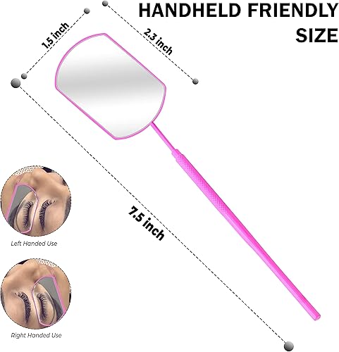 Miniatura 3 de SIVOTE Herramienta de pestañas para extensiones de pestañas, espejo de belleza de acero inoxidable con diseño rosa mejorado, accesorio profesional