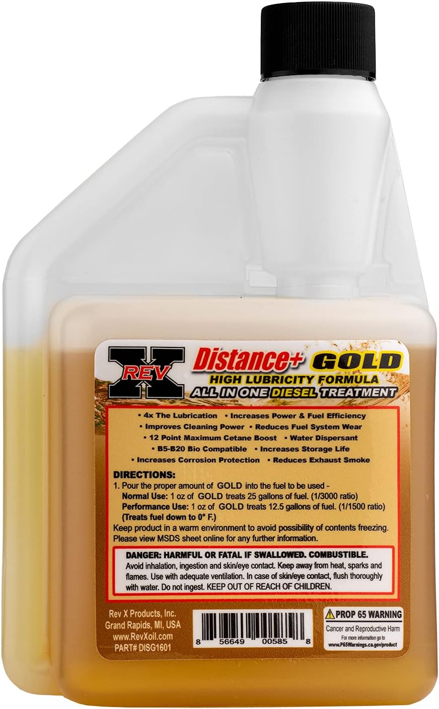 REV X Distance+ Gold Diesel Treatment (16oz) - Treats 400 Gallons : Automotive