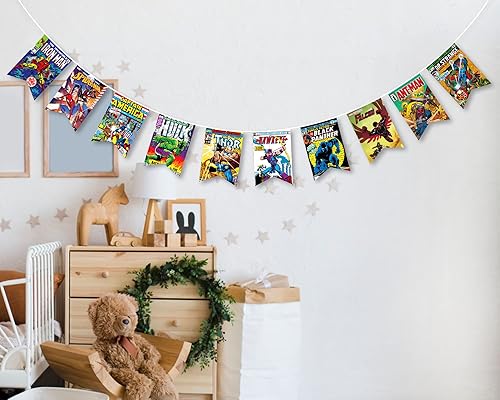 Miniatura 2 de Cartel de Super Heros  Pancartas de fiesta  Decoración de habitación infantil  Cartel de cumpleaños  Decoración de fondo  Suministros para fiestas