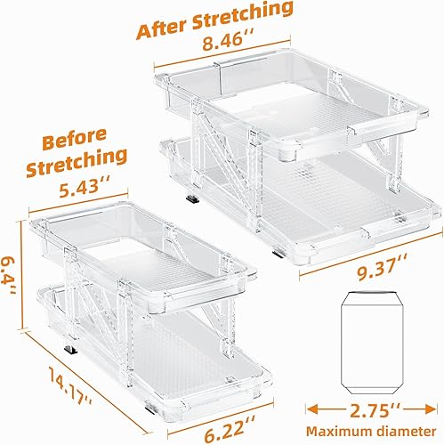 Miniatura 5 de Skycarper Organizador de bebidas ajustable automático Glide, dispensador de latas de soda transparente para refrigerador de despensa, juego de 2
