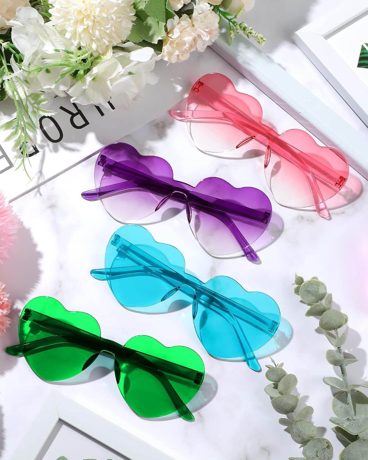 Copkim 30 Pairs Heart Sunglasses Party Favors Colorful Heart Shaped Glasses Bulk for Holiday Bachelorette Party