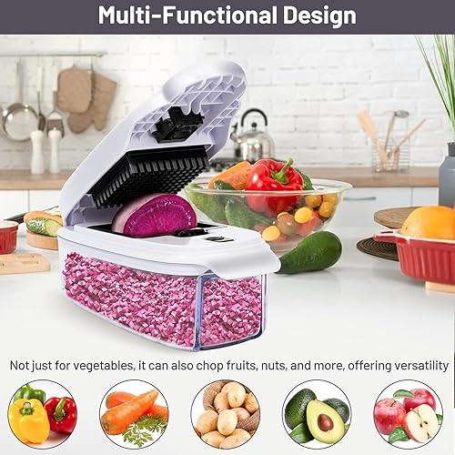 Miniatura 4 de Picador de verduras  Picador de cebolla 13 en 1  Picador de verduras con recipiente  Picador de pimienta  Cortador de verduras  Utensilios de cocina
