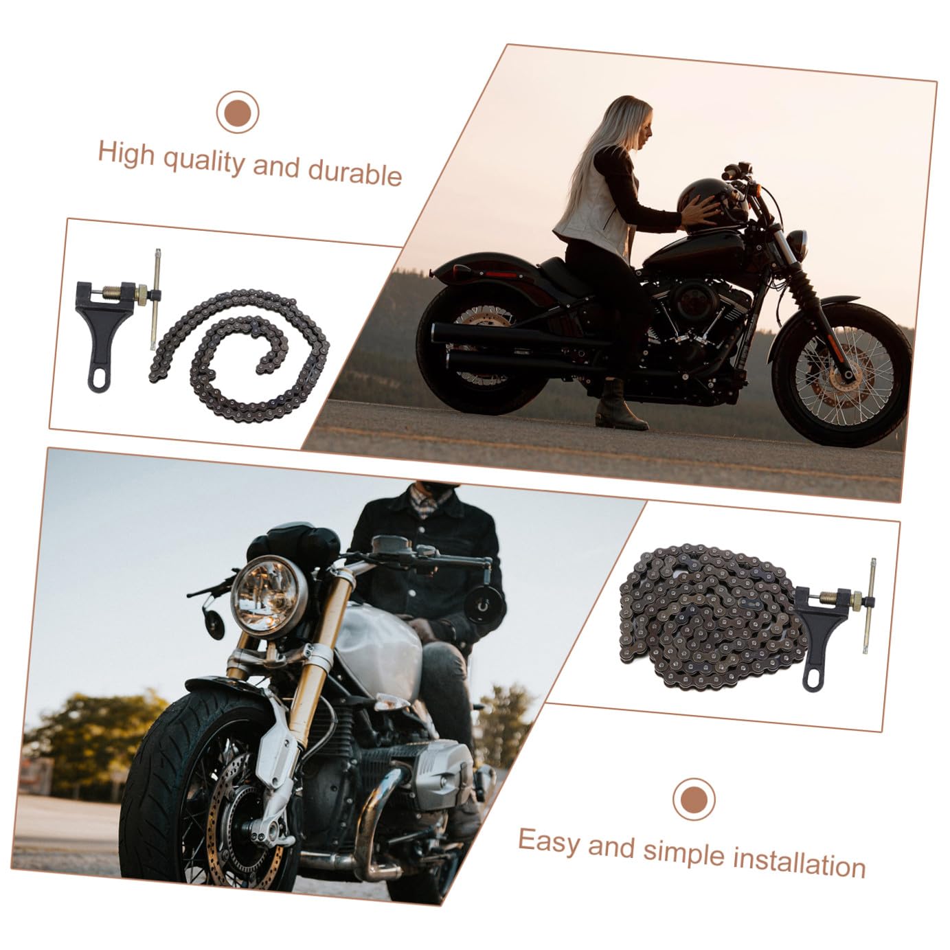 Kichvoe 420 Gliederkette Motorradkette Offroad Dirtbike Kettensatz 132 Glieder Metall Poliert Installieren für 110 125cc Atv