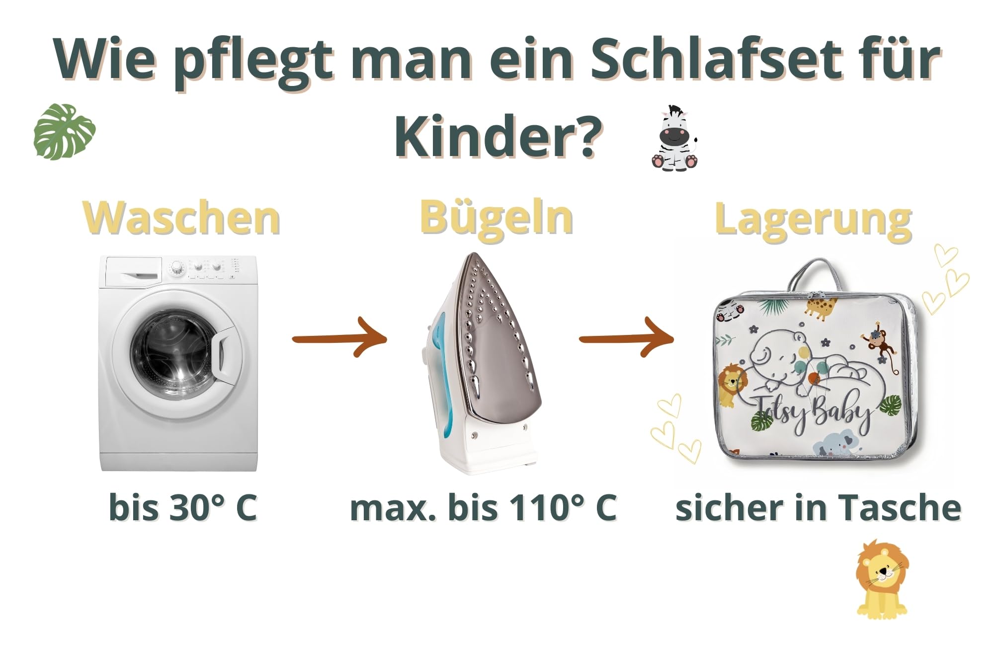 Totsy Baby Trapunta per bambino cotone 90x120 - piumono culla neonato set Imbottitura per piumone 90 x 120 cm con cuscino 40 x 60 cm per ragazzi e ragazze Safari