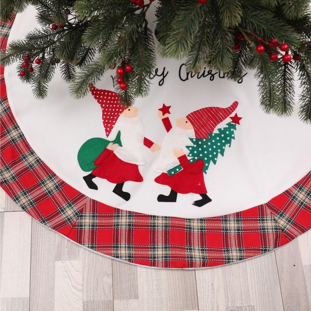 Tree Skirt Christmas Christmas Tree Skirt Red Plaid Double Rudolph Dwarf Christmas Tree Props Decoration Scene Tree Skirt Ornaments Christmas Tree Skirts