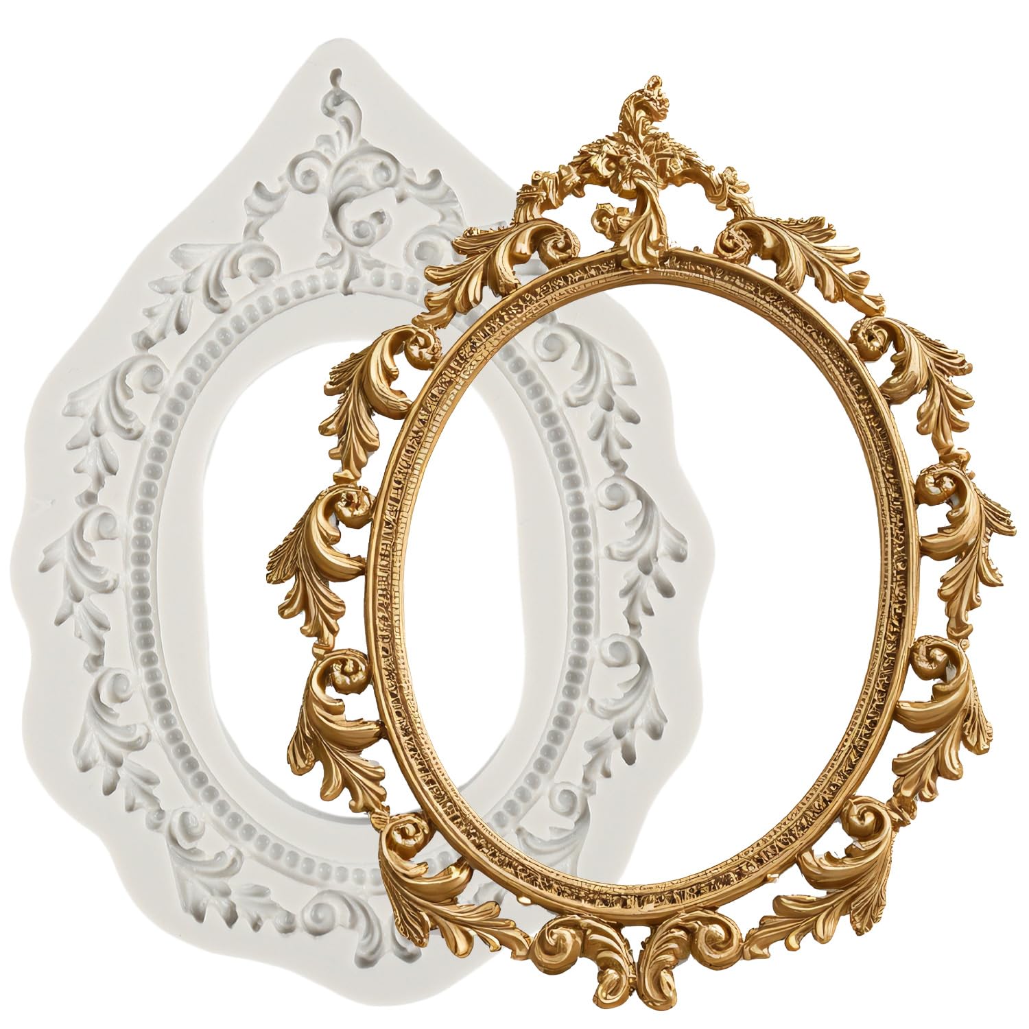 Sijiangmold Vintage Frame Fondant Mould Mirror Frame Silicone Mould