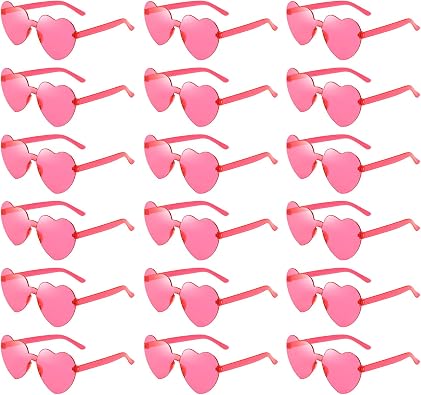 SUNOVELTIES 18 Heart Shape Rimless Sunglasses Kids Transparent Party Glasses Colored Eyewear for Boy/Girls Birthday Supplies