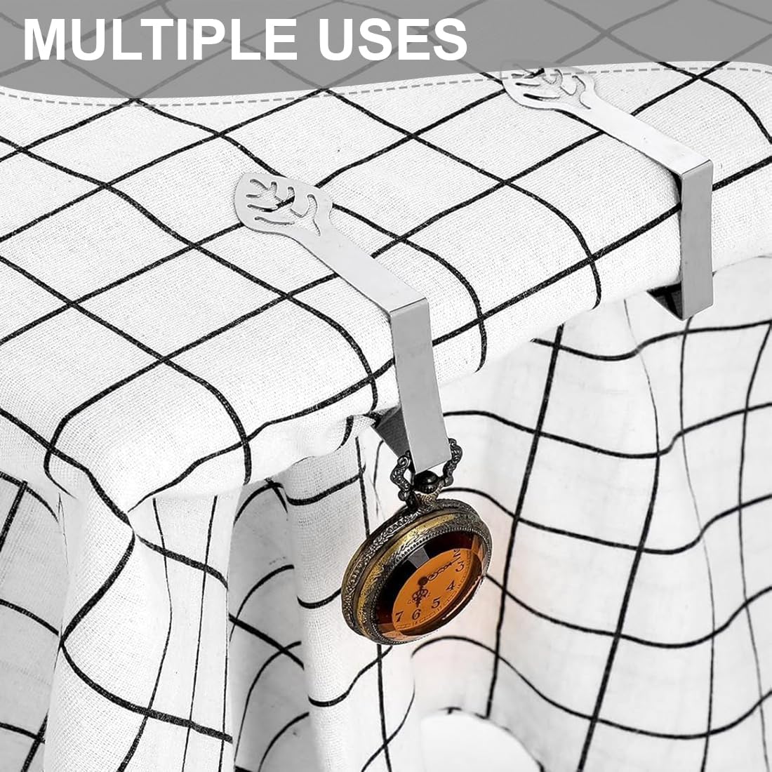 Set di 10 Fermatovaglia in Acciaio Inossidabile,Gadget Molla Fermatovaglia, Design a Foglia, Perfetti per Picnic, Feste e Cene