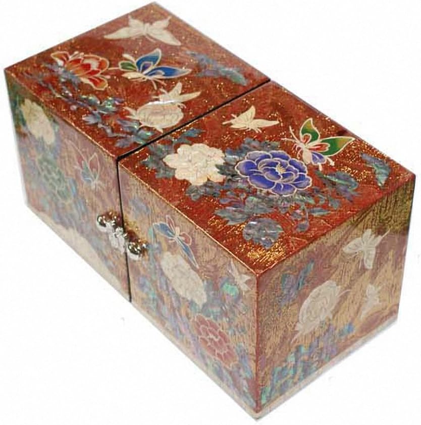 Jmcore Mother of Pearl Gold Color Peony Flower Design Jewelry Box Display Jewellry organizer