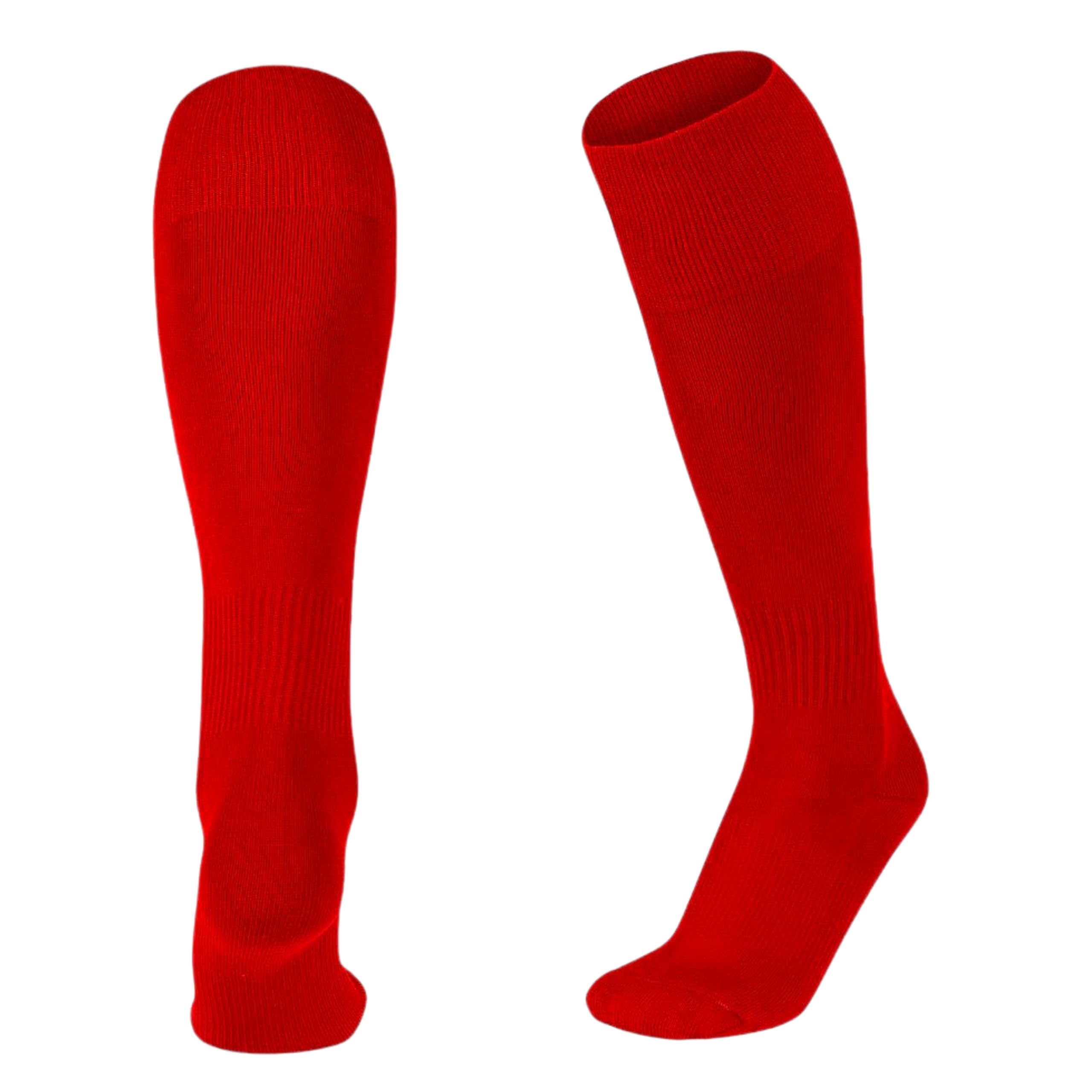 ShopMCR Unisex Football, Rugby, Hockey Sports Knee High Long Socks, Kids, Adults, juniors Knee High Football Socks Outdoor game Soccer Socks (6-11, Red)