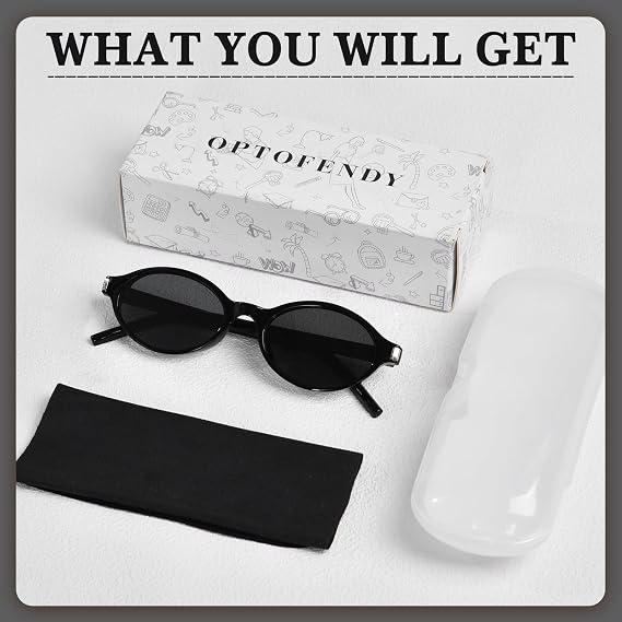 Retro Oval Sunglasses for Women, 90s Designer Sun Glasses Y2K Trendy Narrow Shades, UV400 Protection, OP2511
