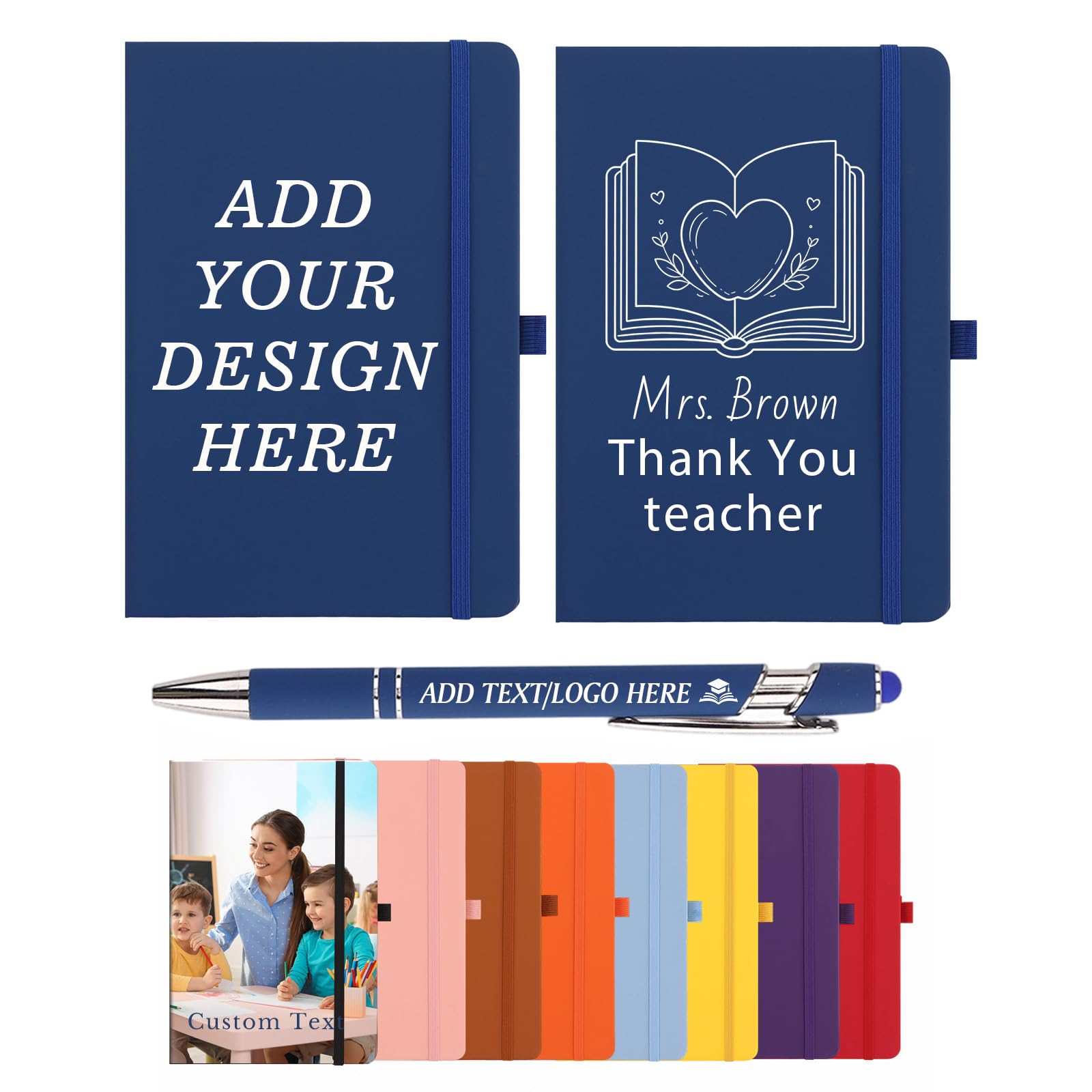 Iwe Personalised Notebook And Pen Set, Notebook with Photo Name