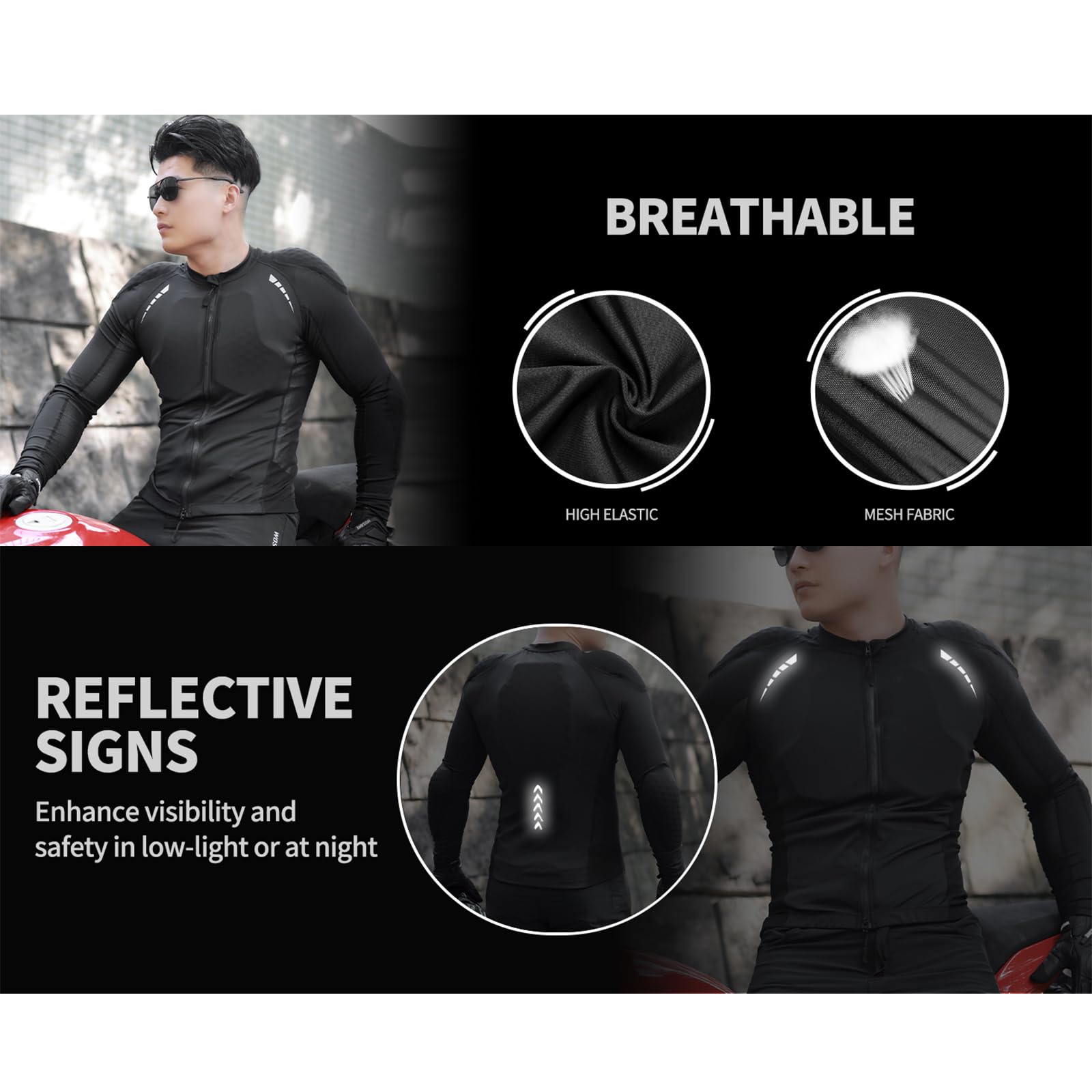 Set Giacca e Pantaloni Stile Moto per Uomo con Armatura Rimovibile, Abbigliamento Casual in Mesh Ispirato al Motociclista per Streetwear Urbano Quotidiano Vestiti Leggeri alla Moda