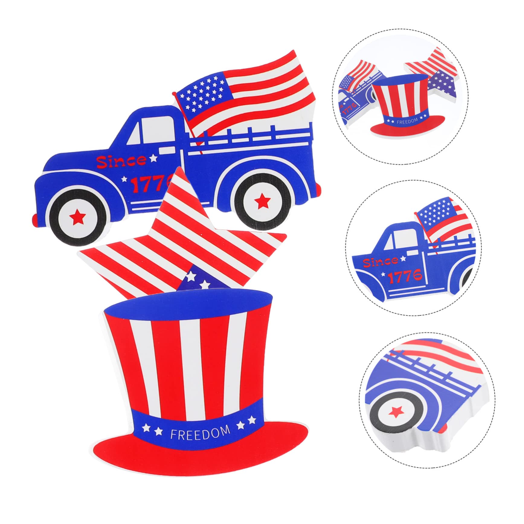 15 Stck. Teiliges Patriotic Holzblock Deko Independence Day Tischdeko mit Amerikanischem Muster Langlebig und Fein Verarbeitet als Partydeko und Fotorequisite