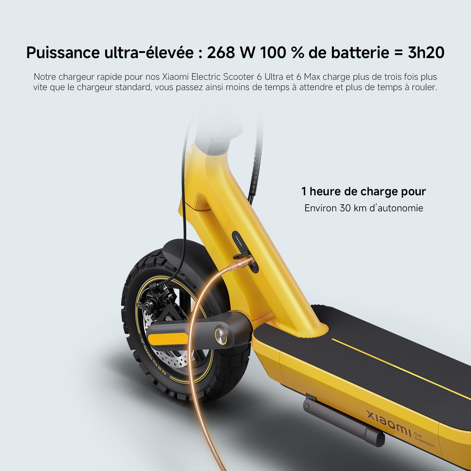Xiaomi Electric Scooter Fast Charger 2 | Chargeur Rapide Officiel 268W pour Trottinette 6 Ultra & 6 Max | Charge Complète en 3h/3h5 | Protection Intelligente